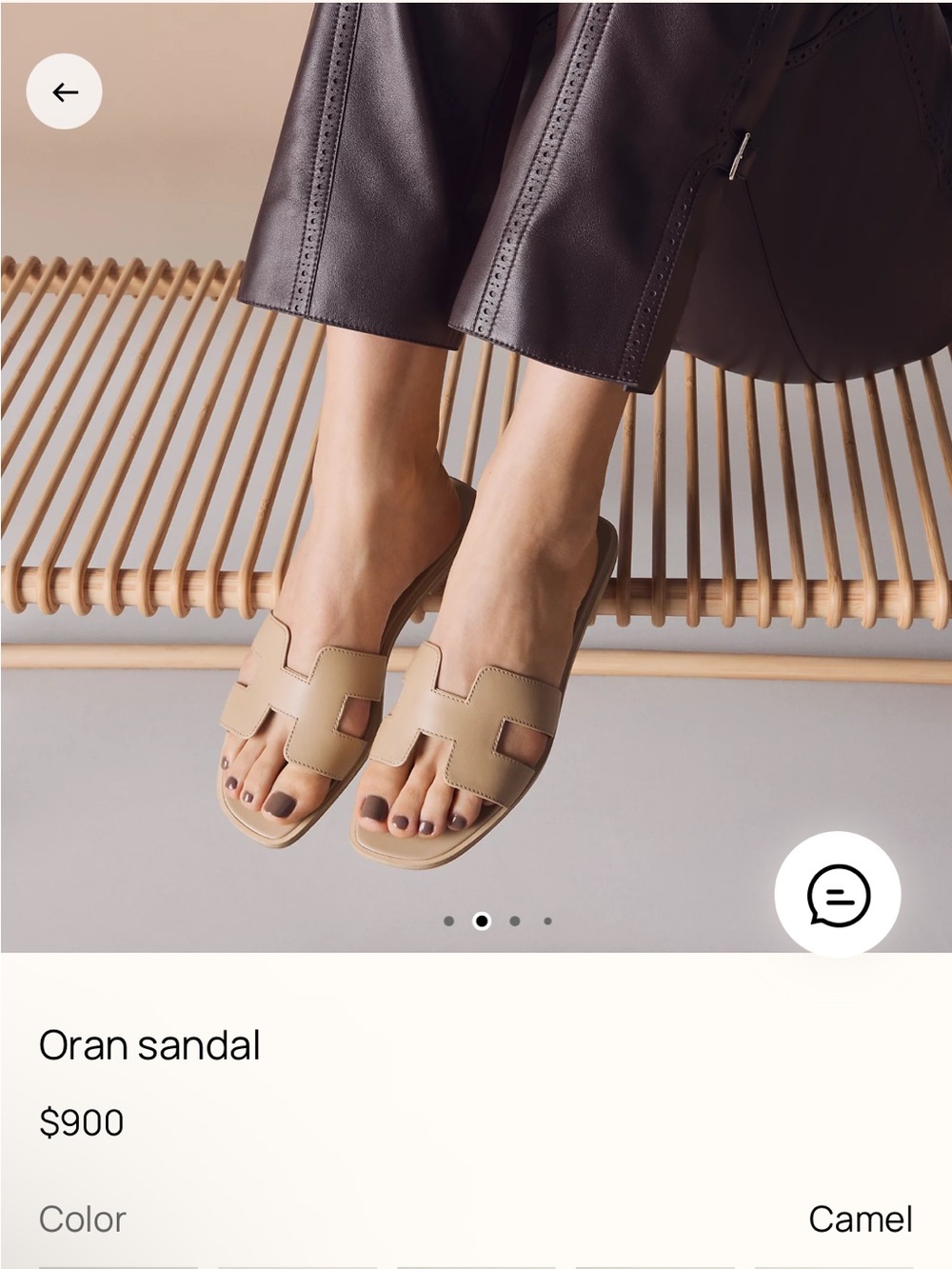 Hermes Beige/Tan Oran Leather Slide Sandals - Picture 6 of 10